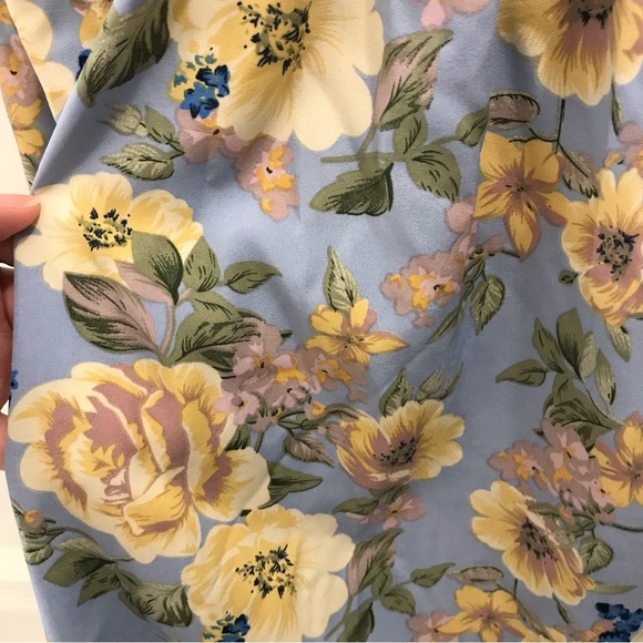 NWT HL Affair Floral Mini Dress Small blue yellow smocked long sleeve - Picture 7 of 12